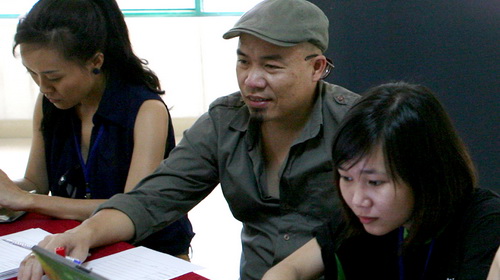 Nhạc sĩ Huy Tuấn (giữa) làm giám khảo của vòng tuyển chọn Vietnam’s Got Talent -  Ảnh: Gia Tiến