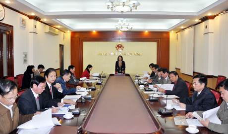 ồng chí Vũ Thị Thu Thủy, Phó Chủ tịch UBND tỉnh kết luận cuộc họp.