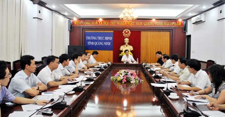 Đồng chí Nguyễn Đức Long, Phó Bí thư Tỉnh uỷ, Chủ tịch HĐND tỉnh chủ trì cuộc họp.