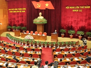 Lễ bế mạc Hội nghị lần thứ năm Ban Chấp hành Trung ương Đảng Cộng sản Việt Nam ( khóa XI ). (Ảnh: Trí Dũng/TTXVN)