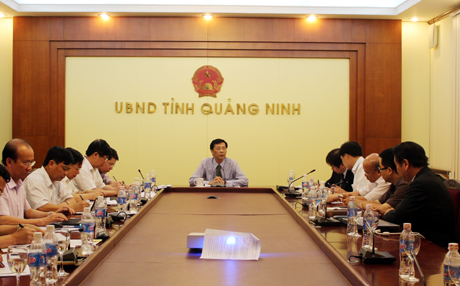 Đồng chí Nguyễn Văn Đọc, Chủ tịch UBND tỉnh phát biểu kết luận buổi làm việc.
