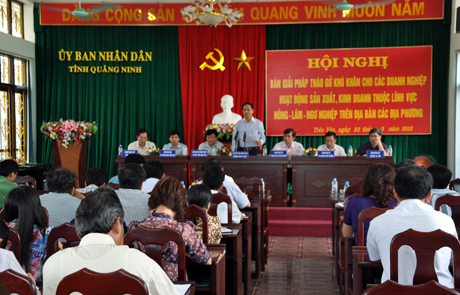 Đồng chí Đặng Huy Hậu, Phó Chủ tịch UBND tỉnh trả lời các doanh nghiệp.