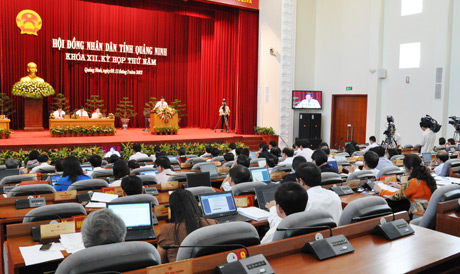 Các đại biểu nghe thảo luận tại hội trường.