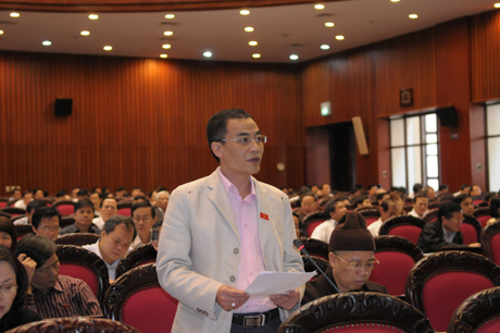 Đại biểu Trần Văn Minh – Phó trưởng Đoàn ĐBQH tỉnh phát biểu tại Hội trường