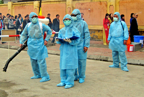 Diễn tập phòng chống dịch cúm A tại thành phố Hạ Long năm 2010. Ảnh: T.N
