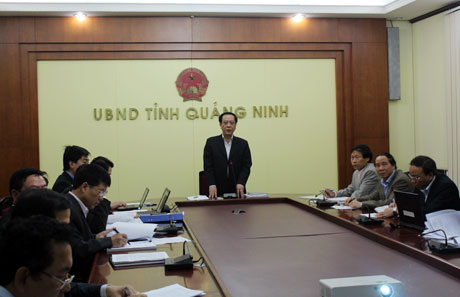 Đồng chí Đỗ Thông, Phó Chủ tịch Thường trực UBND tỉnh phát biểu kết luận buổi làm việc.