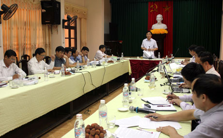 Đồng chí Vũ Ngọc Giao, Ủy viên Ban Thường vụ Tỉnh ủy, Trưởng Ban Tuyên giáo Tỉnh ủy phát biểu kết luận buổi làm việc.