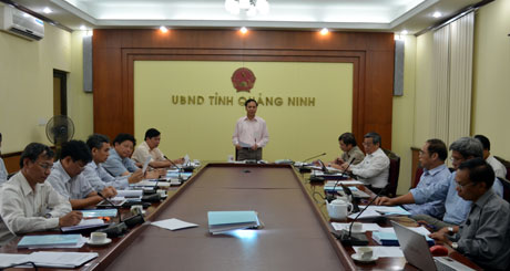 Đồng chí Đặng  Huy Hậu, Phó Chủ tịch UBND tỉnh phát biểu kết luận buổi làm việc.