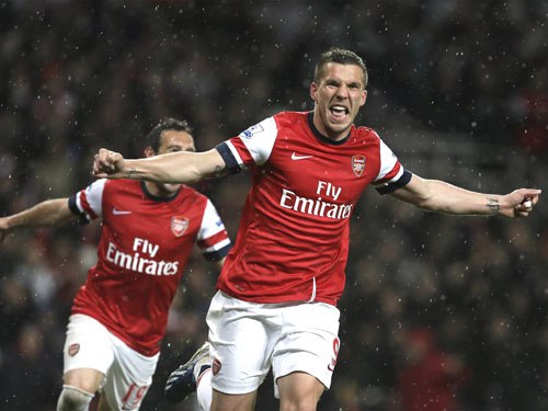 Podolski là chân sút quan trọng của Arsenal ở mùa giải qua. Ảnh: arsenal.com.