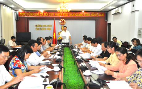 Đồng chí Nguyễn Đức Long, Phó Bí thư Tỉnh ủy, Chủ tịch HĐND tỉnh phát biểu tại cuộc họp.