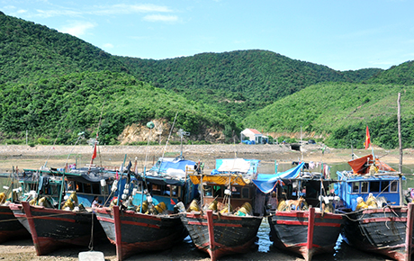 Phương tiện của ngư dân đang đánh bắt thuỷ sản ở ngư trường quanh đảo Trần (Cô Tô).