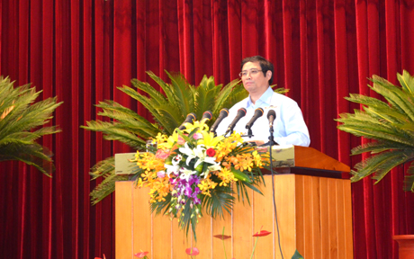 Đồng chí Phạm Minh Chính, Ủy viên BCH Trung ương Đảng, Bí thư Tỉnh ủy, Trưởng Ban Chỉ quy hoạch phát biểu tham dự kỳ họp