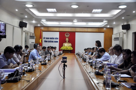 Đồng chí Vũ Thị Thu Thủy, Phó Chủ tịch UBND tỉnh phát biểu kết luận buổi làm việc.