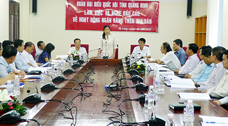 Đồng chí Đỗ Thị Hoàng, Phó Bí thư Thường trực Tỉnh ủy, Chủ tịch Đoàn ĐBQH tỉnh phát biểu kết luận cuộc họp
