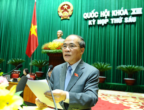  Chủ tịch Quốc hội Nguyễn Sinh Hùng phát biểu tại phiên bế mạc - Ảnh: Ngọc Thắng