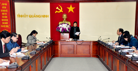 Đồng chí Đỗ Thị Hoàng, Phó Bí thư Thường trực Tỉnh ủy kết luận buổi làm việc.
