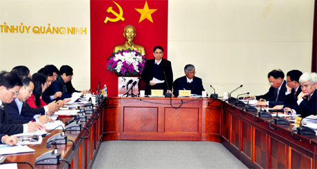 Đồng chí Phạm Minh Chính, Bí thư Tỉnh ủy phát biểu kết luận buổi làm việc.