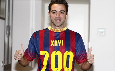 Xavi đã cán mốc 700 trận cho Barca - Ảnh: Sport.es
