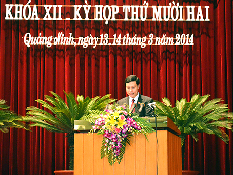 Đồng chí Nguyễn Đức Long, Phó Bí thư Tỉnh ủy, Chủ tịch HĐND tỉnh phát biểu tại kỳ họp.
