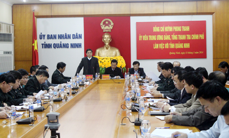 Đồng chí Phạm Minh Chính, Ủy viên Trung ương  Đảng, Bí thư Tỉnh ủy phát biểu tại buổi làm việc