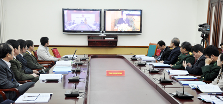 Các đại biểu Quảng Ninh tham dự hội nghị trực tuyến