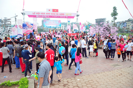 Lễ hội Hoa anh đào thu hút đông đảo người dân và du khách.