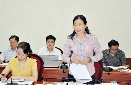 Đồng chí Đỗ Thị Hoàng, Phó Bí thư Thường trực Tỉnh ủy, Trưởng đoàn Đại biểu Quốc hội tỉnh phát biểu kết luận cuộc họp.