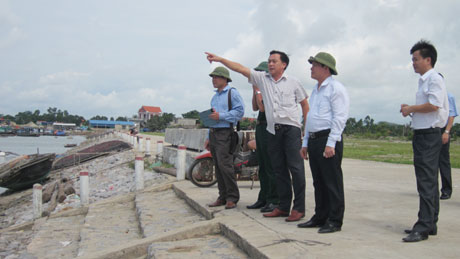 Lãnh đạo thị xã Quảng Yên kiểm tra khu neo đậu, tránh trú bão của tàu thuyền trên địa bàn.