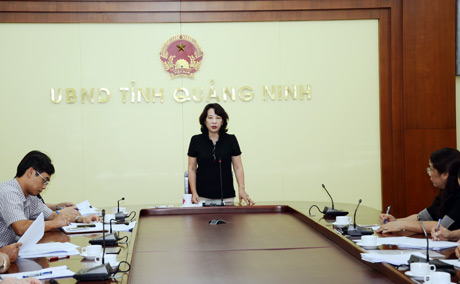 Đồng chí Vũ Thị Thu Thủy, Phó Chủ tịch UBND tỉnh kết luận cuộc họp