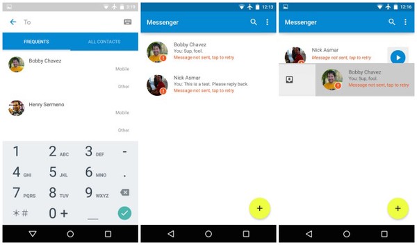 Giao diện ứng dụng nhắn tin Messenger. Người dùng Android chắc chắn đã nhận ra sự thay đổi trong phong cách thiết kế của ba phím điều hướng quan trọng.