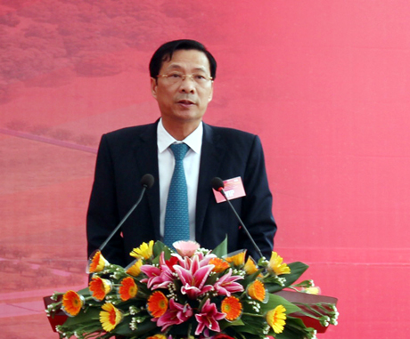 Đồng chí Nguyễn Văn Đọc, Chủ tịch UBND tỉnh phát biểu tại lễ khởi công.