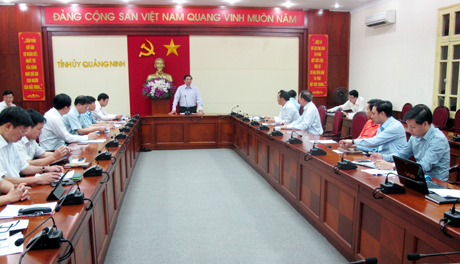 Đồng chí Phạm Minh Chính, Bí thư Tỉnh ủy kết luận tại buổi làm việc.