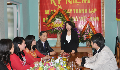Đồng chí Vũ Thị Thu Thủy, Phó Chủ tịch UBND tỉnh phát biểu chúc mừng hội.