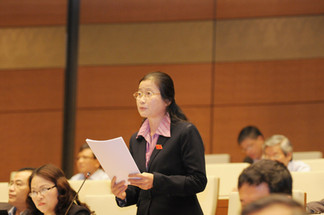Trưởng Đoàn ĐBQH tỉnh Đỗ Thị Hoàng tham gia thảo luận về dự án Luật Tổ chức Chính quyền địa phương