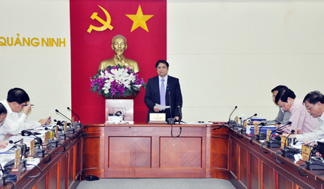 Đồng chí Phạm Minh Chính, Ủy viên Trung ương Đảng, Bí thư Tỉnh ủy phát biểu kết luận hội nghị.