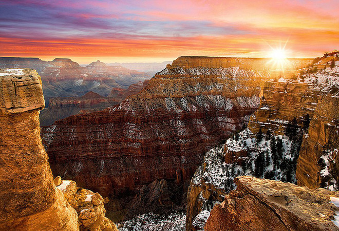 Vẻ đẹp đến nghẹt thở của Grand Canyon, Arizona khi đông về.