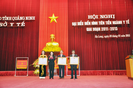 Đồng chí Vũ Thị Thu Thủy, Phó Chủ tịch UBND tỉnh trao bằng khen của Thủ tướng Chính phủ cho các tập thể, cá nhân đạt thành tích xuất sắc.