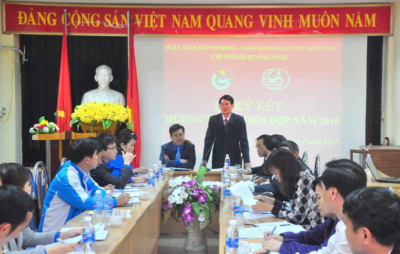 Đồng chí Nguyễn Ngọc Thạch, Giám đốc Ngân hàng Nhà nước Việt Nam chi nhánh Quảng Ninh kết luận tại lễ ký kết.