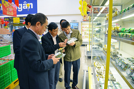 Đoàn liên ngành của Trung ương, tỉnh, kiểm tra công tác đảm bảo VSATTP tại siêu thị Metro Hạ Long dịp Tết Nguyên đán 2015.