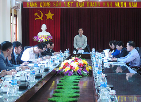 Đồng chí Vũ Hồng Thanh, Phó Bí thư Tỉnh ủy phát biểu kết luận buổi làm việc.