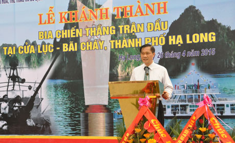 Đồng chí Vũ Hồng Thanh, Phó Bí thư Tỉnh ủy phát biểu tại buổi lễ 