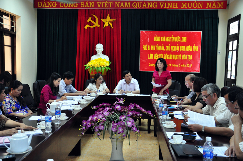 Đồng chí Vũ Thị Thu Thủy, Phó Chủ tịch UBND tỉnh phát biểu tại buổi làm việc.