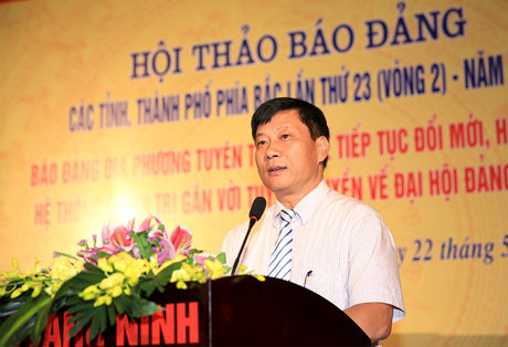 Nhà báo Hoàng Chí Dũng, Phó Tổng Biên tập Báo Quảng Ninh phát biểu