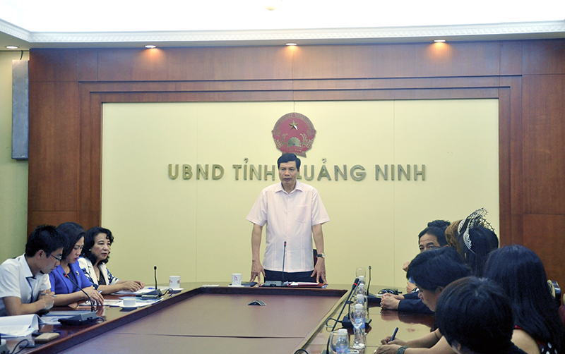 Đồng chí Nguyễn Đức Long, Phó Bí thư Tỉnh uỷ, Chủ tịch UBND tỉnh phát biểu tại cuộc làm việc.