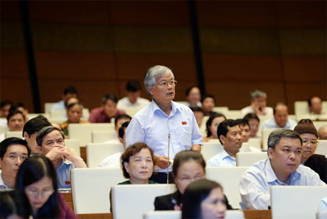 Đại biểu Trần Xuân Hòa, Ủy viên Ủy ban kinh tế của Quốc hội phát biểu chất vấn.