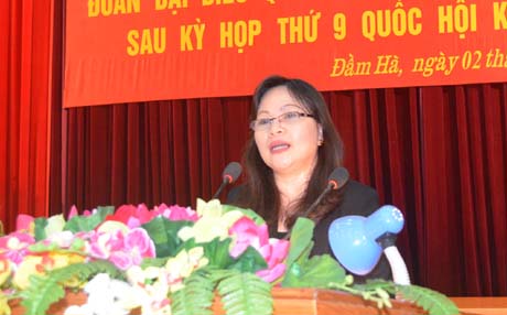 ĐBQH Ngô Thị Minh báo cáo kết quả kỳ họp thứ 9, Quốc hội khóa XIII