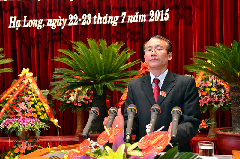 Đồng chí Đào Thanh Lưỡng, Bí thư Đảng ủy khối các cơ quan tỉnh phát biểu khai mạc Đại hội.