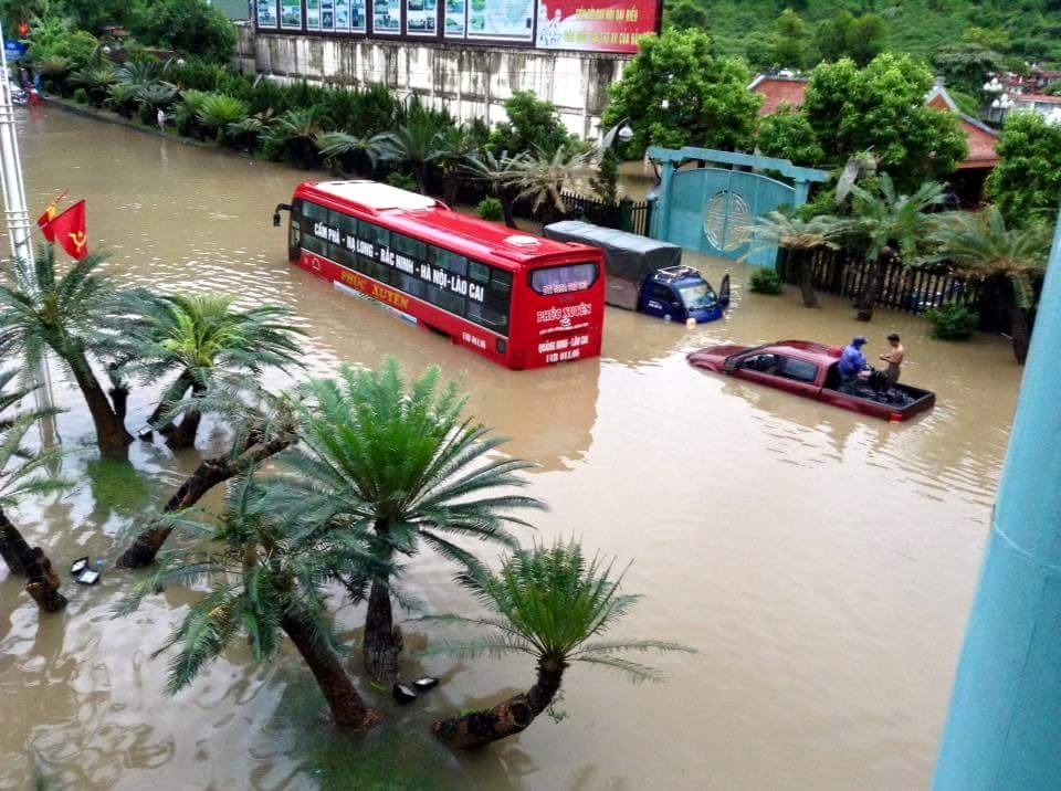 Đợt mưa lớn kéo dài khiến nhiều phương tiện ô tô trên địa bàn tỉnh bị ngập nước.
