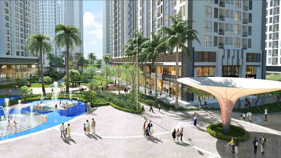 Quảng trường Vinhomes Times City – Park Hill nổi bật với siêu cây chiếu sáng, đồi vọng cảnh, sân chơi phun nước…