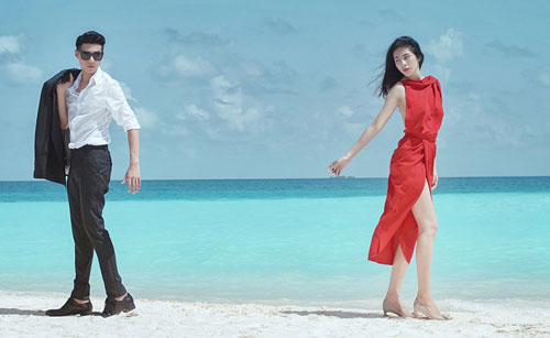 Hình ảnh của Noo Phước Thịnh và Thủy Tiên trong phim ca nhạc ngắn được quay tại Maldives.